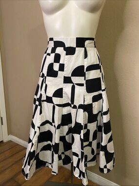VESTI Black and White geometric minimalist retro Chain Print Skirt 12